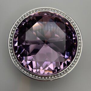 Lori Greiner Silverplated Purple Gem & Rhinestone Trinket Jewelry Box - Preowned